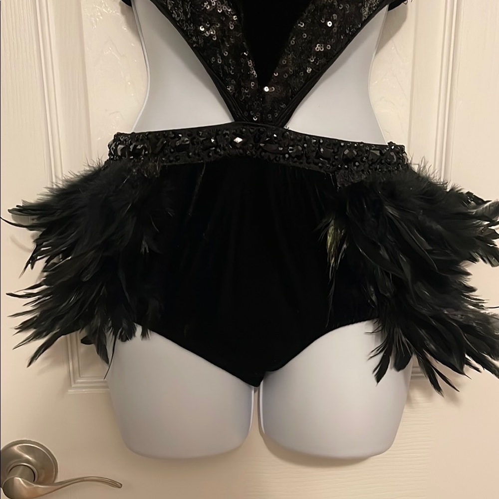 Glamour Black Feathered Costume - Picture 7 of 14